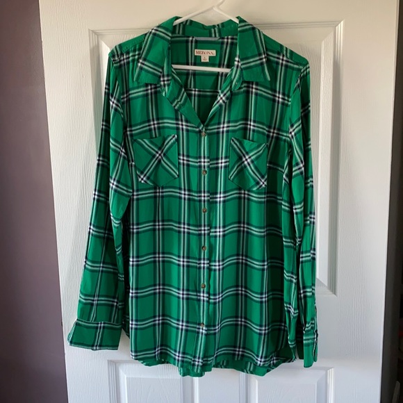 Green plaid longsleeve shirt size L - Picture 1 of 7
